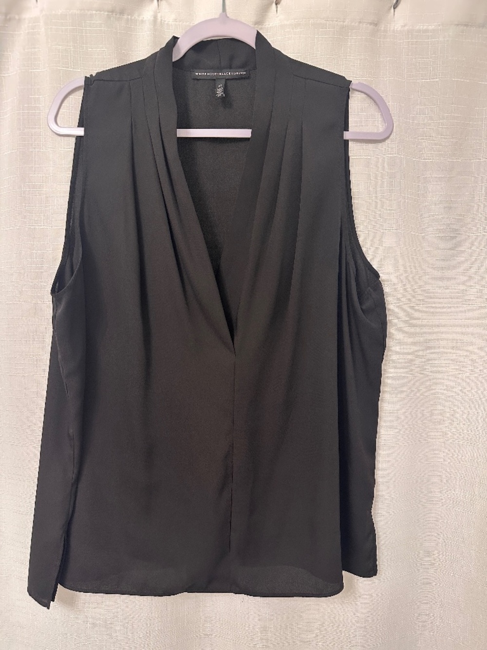 White House Black Market XL Black Draped Neck Blouse
